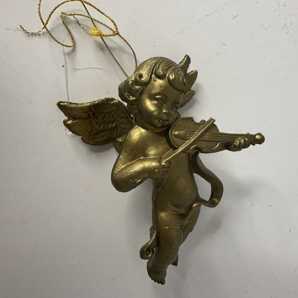 Gold‎ Hanging Cherub Playing Violin Decoration  Lightweight Holiday Decor